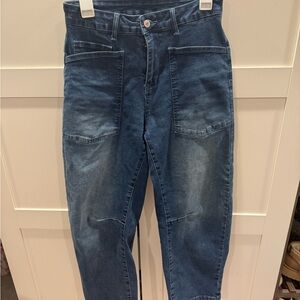 Amazon Women's Wide Leg Jeans in Medium Blue with Faded Wash